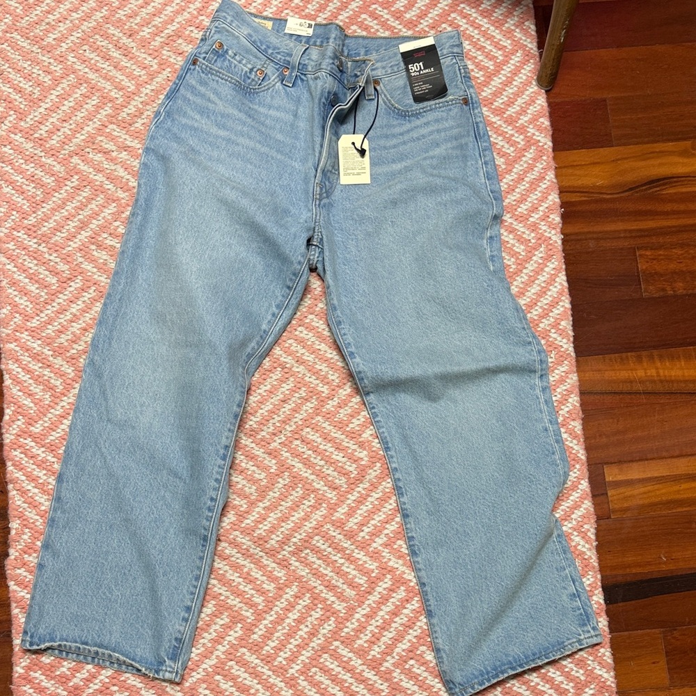 Levi's 501 Straight Leg Jeans in Light Blue Denim